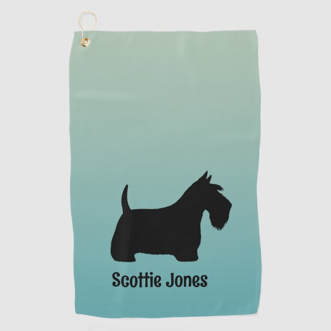 Scottish Terrier Scottie Dog Individuelle Name Golfhandtuch (Vorderseite)