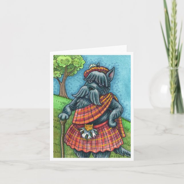 SCOTTISH TERRIER, SCOTTIE DOG Kilt Sporran Blank Karte (Vorderseite)