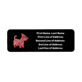 Scottish Terrier Scottie Dog Red Grid Address