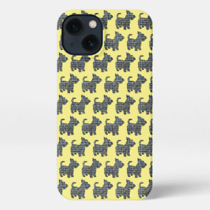 Scottish Terrier Scottie Dog SilhouetteGrid Yellow iPhone Hülle