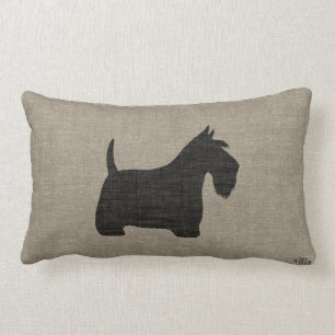 Scottish Terrier Scottie Silhouette Imitats Linen Lendenkissen
