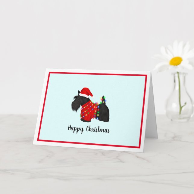 Scottish Terrier (Scotty Dog) Weihnachten Karte (Kleine Pflanze)