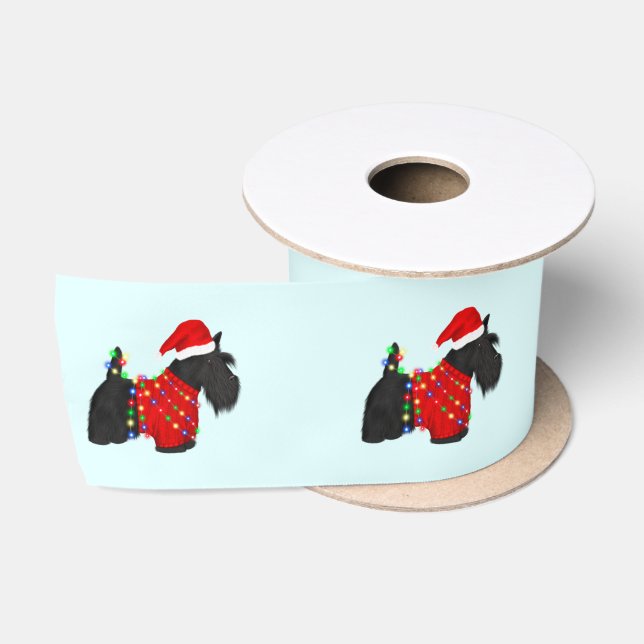 Scottish Terrier (Scotty Dog) Weihnachten Satinband (Spule)