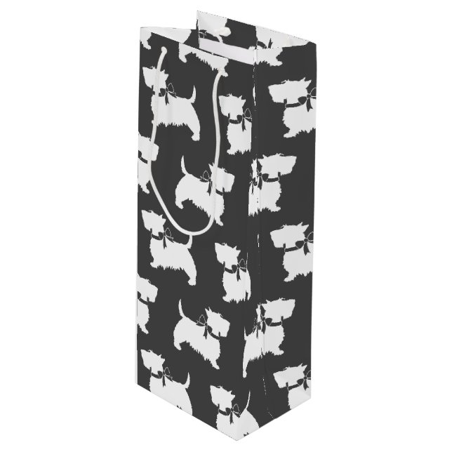 Scottish Terrier Scotty Doppy Puppy Scottie Wine G Geschenktüte Für Weinflaschen (Vorderseite Schrägansicht)