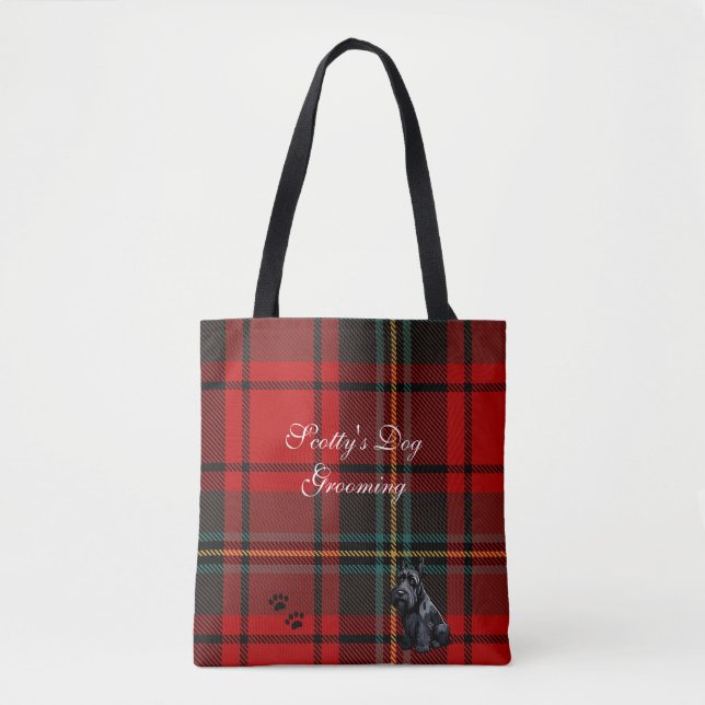 Scottish Terrier (Scotty) Tartan. bearbeitbar Tasche (Vorderseite)
