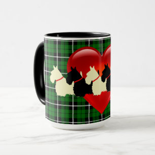 Scottish Terrier Silhouette, Island Green kariert Tasse