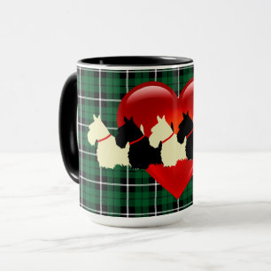 Scottish Terrier Silhouette, Kelly Green kariert Tasse