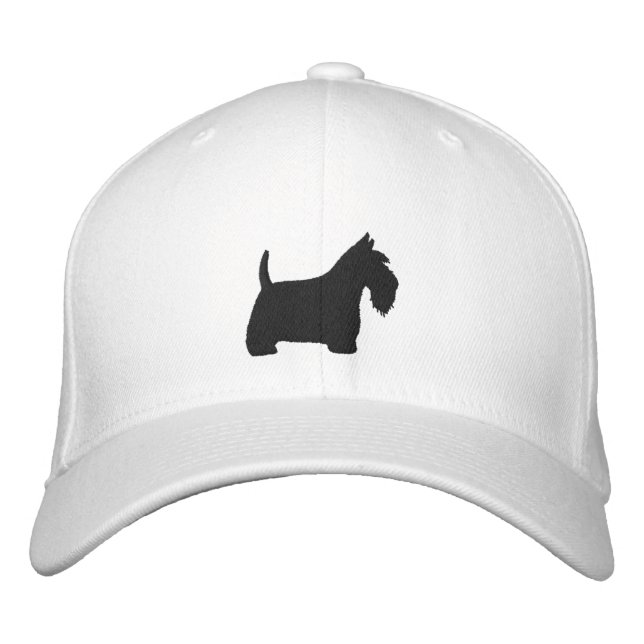Scottish Terrier Silhouette mit Monogram auf der R Bestickte Baseballkappe (Vorderseite)