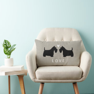 Scottish Terrier Silhouetten mit Herz und Text Lendenkissen