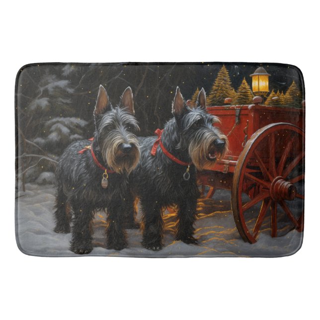Scottish Terrier Snowy Sleigh Weihnachtsdekor Badematte (Vorderseite)