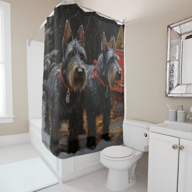 Scottish Terrier Snowy Sleigh Weihnachtsdekor Duschvorhang (Beispiel)