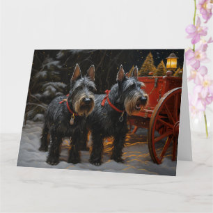 Scottish Terrier Snowy Sleigh Weihnachtsdekor Karte