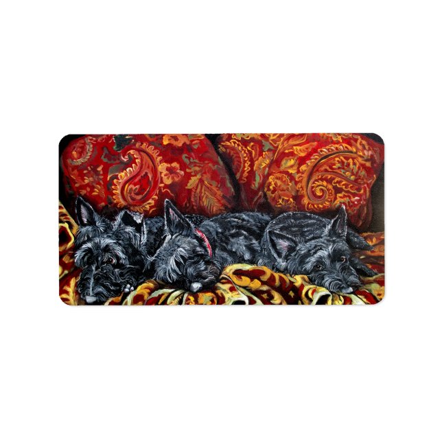 Scottish Terrier Sofa Adressaufkleber (Vorne)