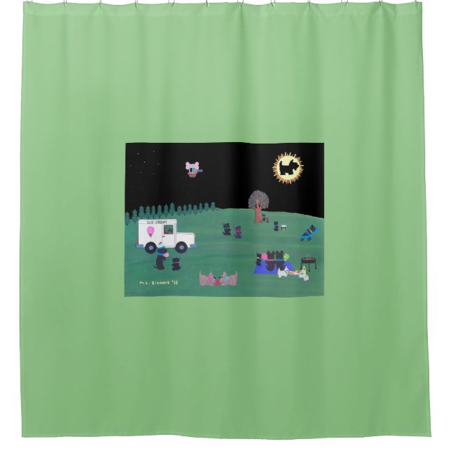 Scottish Terrier Solar Eclipse Duschvorhang (Vorderseite)