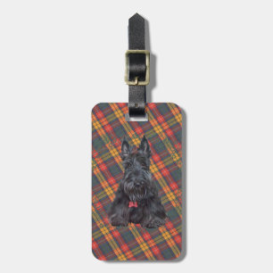Scottish Terrier über Tartan Gepäckanhänger