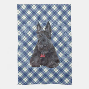 Scottish Terrier über Tartan Handtuch