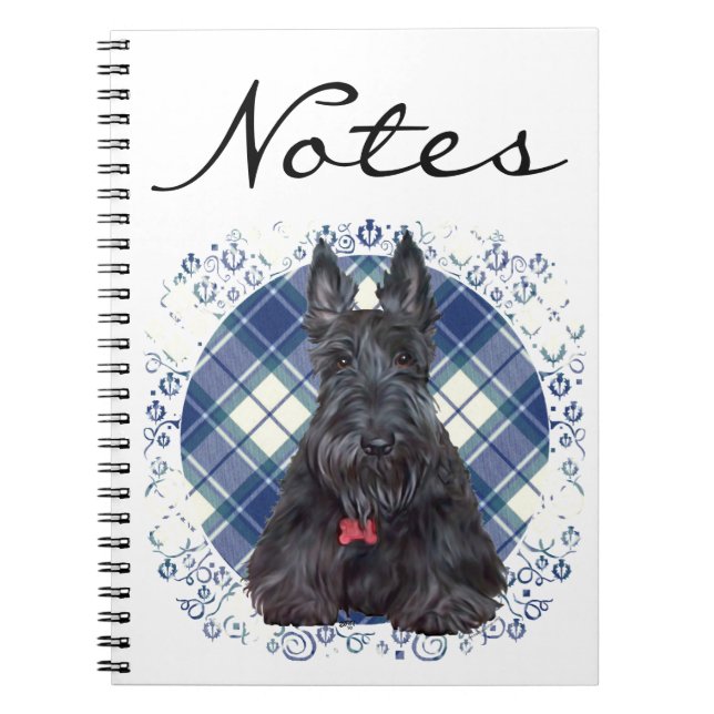 Scottish Terrier über Tartan Notizblock (Vorderseite)