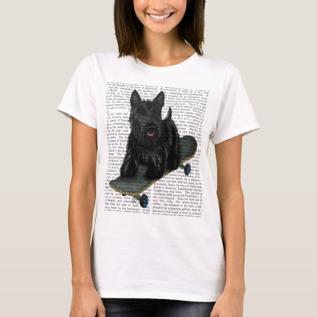 Scottish Terrier und Skateboard T-Shirt (Vorderseite)