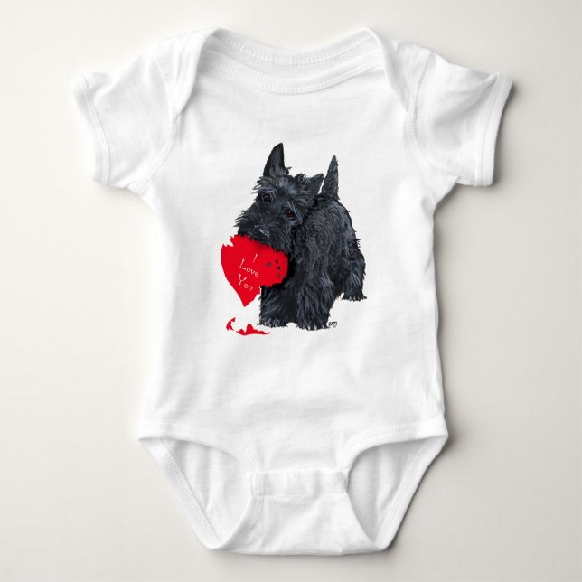 Scottish Terrier Valentine Baby Strampler (Vorderseite)