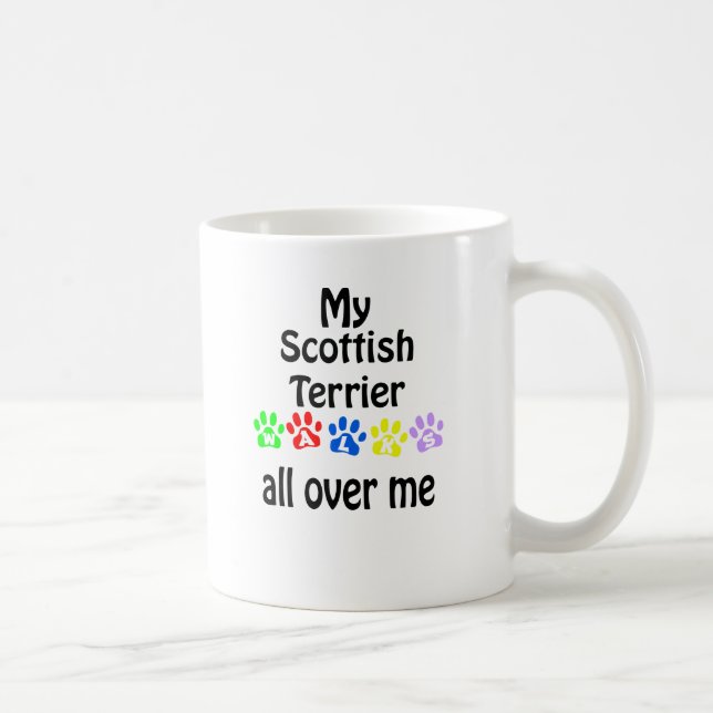 Scottish Terrier Walks Design Kaffeetasse (Rechts)