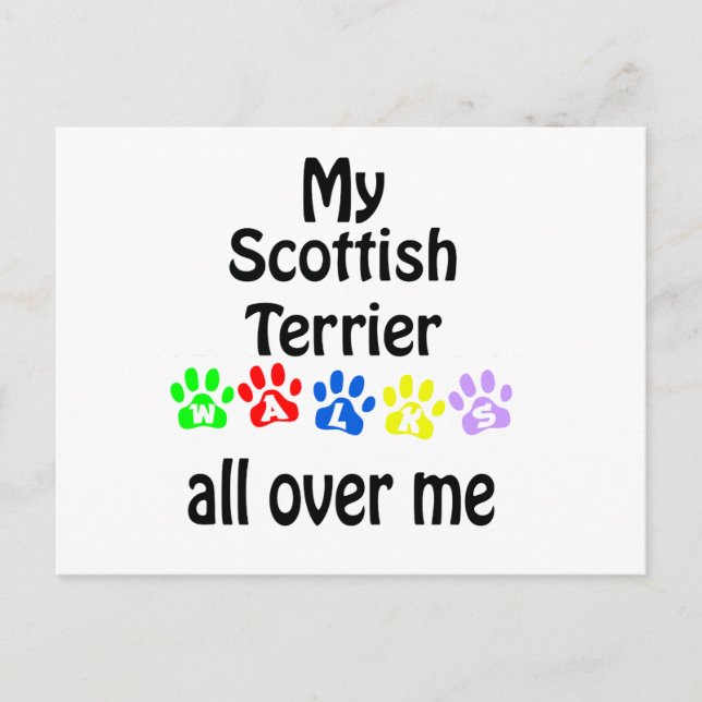 Scottish Terrier Walks Design Postkarte (Vorderseite)