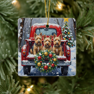 Scottish Terrier Weihnachten Roter LKW Urlaub Keramikornament