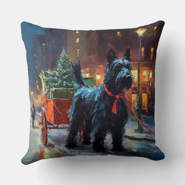 Scottish Terrier Weihnachtsfeiersaison Kissen (Rückseite)
