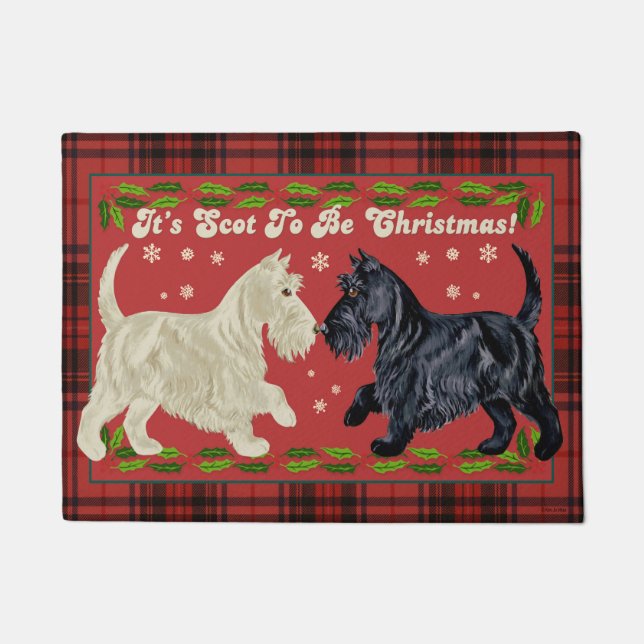 Scottish-Terrier-Weihnachtsmatte Fußmatte (Vorderseite)