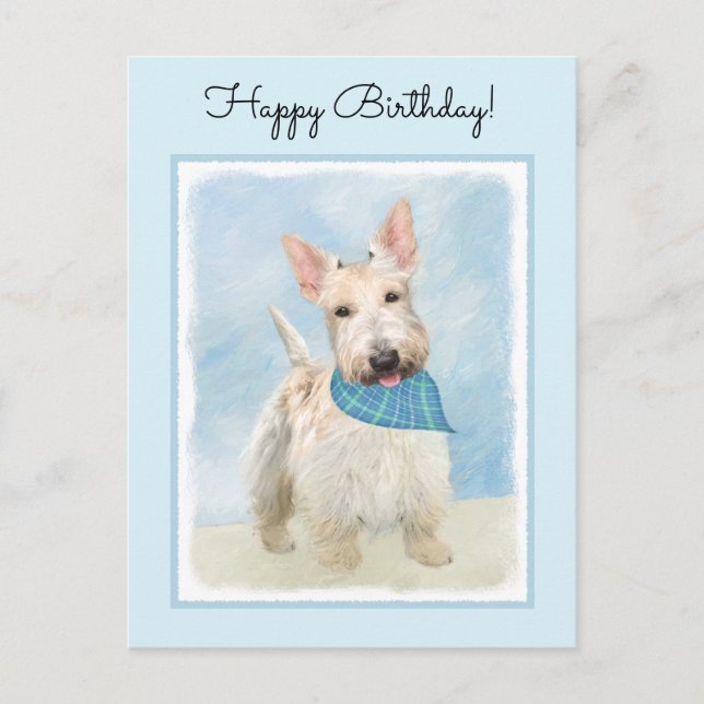 Scottish Terrier Wheaten Dog Malerei Original Art Postkarte (Vorderseite)