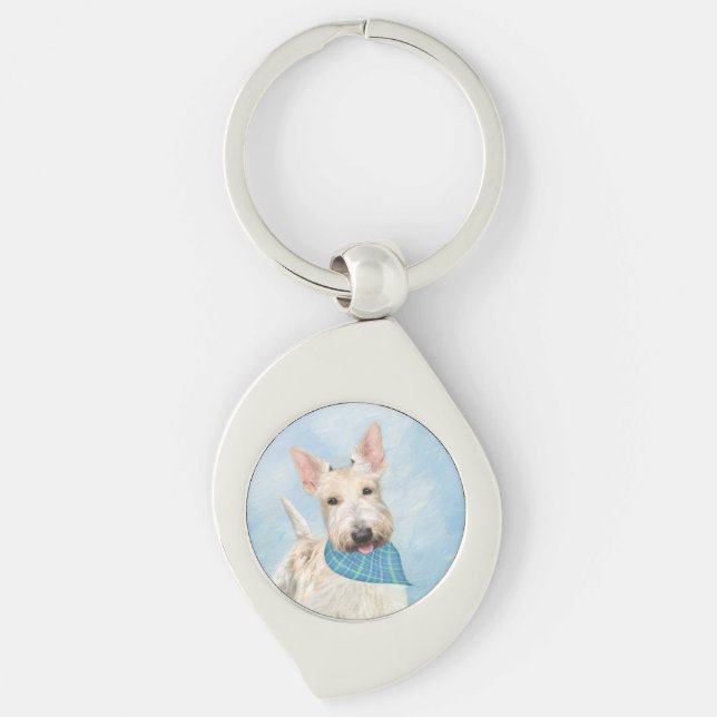 Scottish Terrier Wheaten Dog Malerei Original Art Schlüsselanhänger (Vorderseite)