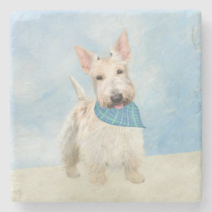 Scottish Terrier Wheaten Dog Malerei Original Art Steinuntersetzer