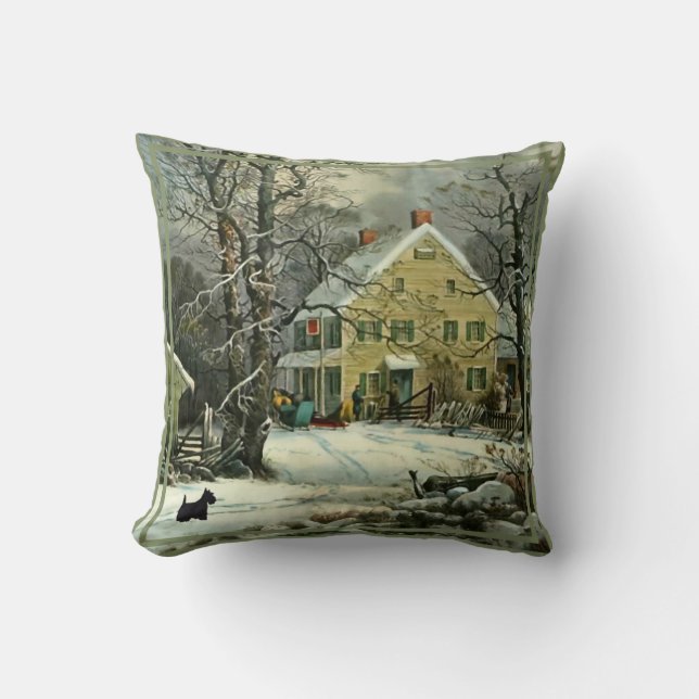 Scottish Terrier Winter Pillow Kissen (Vorderseite)