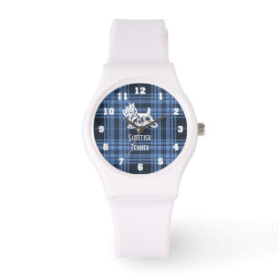 Scottish Terrier Your Color Kariert personalisiere Armbanduhr
