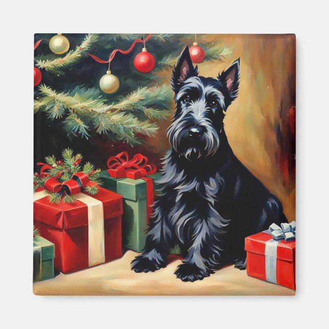 Scottish Terrier zu Weihnachten Magnet (Vorne)