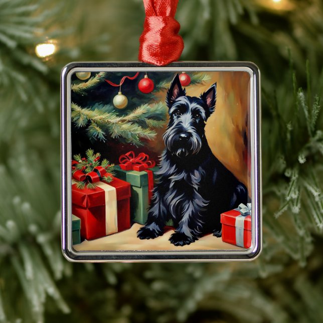 Scottish Terrier zu Weihnachten Ornament Aus Metall (Baum)