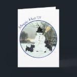 Scottish Terriers Build a Snowman Feiertagskarte<br><div class="desc">Weihnachten Scottish Terrier Design aus meinem Original-Kunstwerk und verfügbar auf Kleidung, Neuheit und Geschenkartikel für sich selbst oder für die besondere schottische Terrier Person, die Sie kennen! Ein anderes Produkt gewollt? Klicken Sie einfach auf die Produktseite und klicken Sie auf Dieses Design in ein anderes Produkt übertragen und wählen Sie...</div>