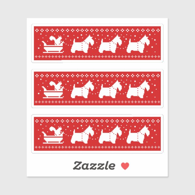 Scottish Terriers Christmas Sleigh Holiday Aufkleber (Blatt)