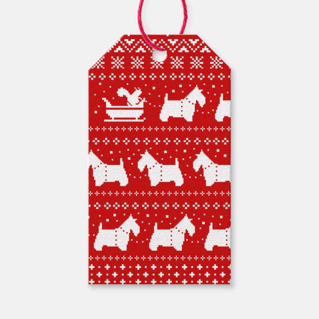 Scottish Terriers Christmas Sleigh Holiday Geschenkanhänger (Vorderseite)