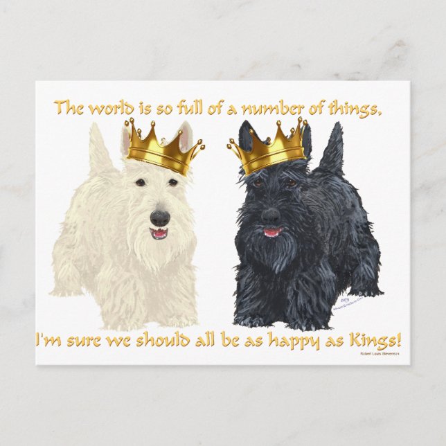 Scottish Terriers Happy Thoughts Postkarte (Vorderseite)
