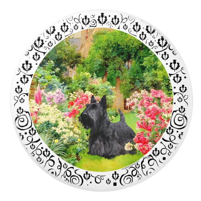 Scottish Terriers Keramikknauf (Vorderseite)
