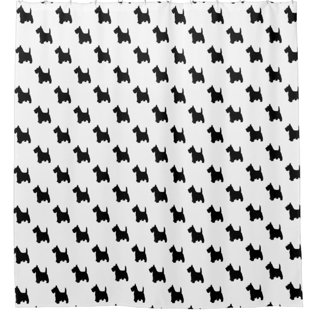Scottish-Terrierscottie-Hund in Schwarzweiss Duschvorhang (Vorderseite)