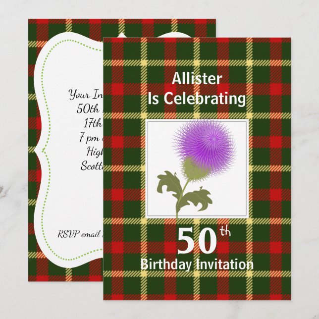 Scottish Themed Celebration Party Einladungen (Vorne/Hinten)