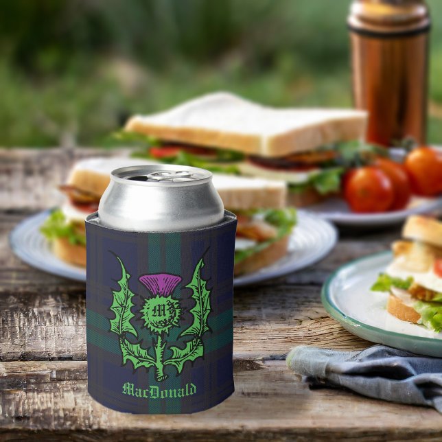 Scottish Thistle auf Dark Tartan Individuelle Name Dosenkühler (Von Creator hochgeladen)