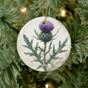 Scottish Thistle Christmas Ornament, Keramik Ornament