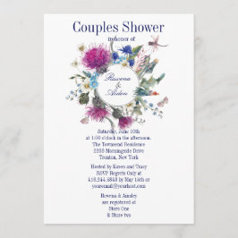 Scottish Thistle Floral Paares Polterabend 3 Einladung