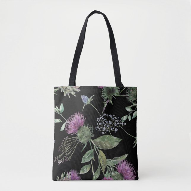Scottish Thistle Floral Print Tasche (Vorderseite)