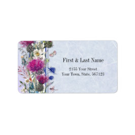 Scottish Thistle Floral Wedding Adressaufkleber