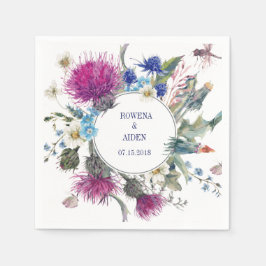 Scottish Thistle Floral Wedding Paper Napkins Serviette