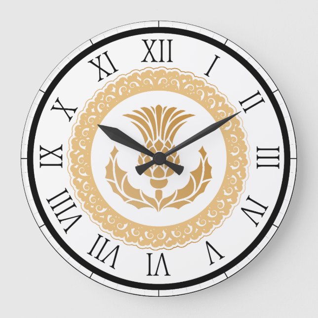 Scottish Thistle Große Wanduhr (Vorderseite)