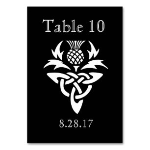 Scottish Thistle Initials - Table card - Black Tischnummer